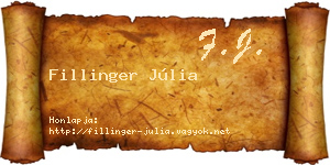 Fillinger Júlia névjegykártya